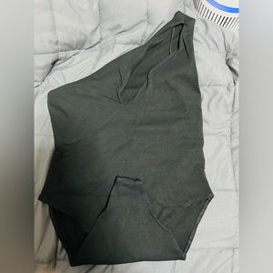 Zara Bodysuit Womens - Large Solid Black One Asymmetrical